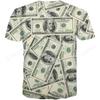 Футболки с 3D-принтом доллара, модные, повседневные, оверсайз, с круглым вырезом, с коротким рукавом, мужские и женские, унисекс
