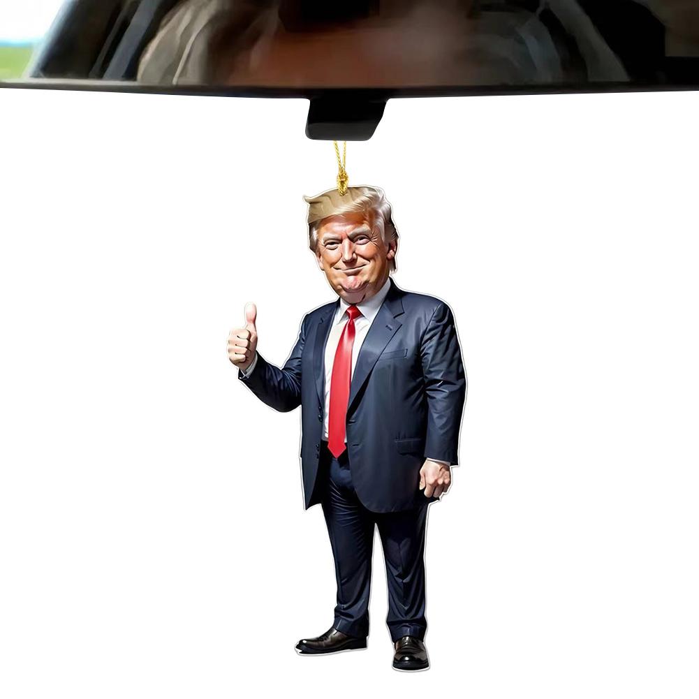 1 шт. Акриловое рождественское украшение в стиле Трампа, подвесное украшение для автомобиля и дерева, идеальный праздничный подарок, забавный мультяшный кулон