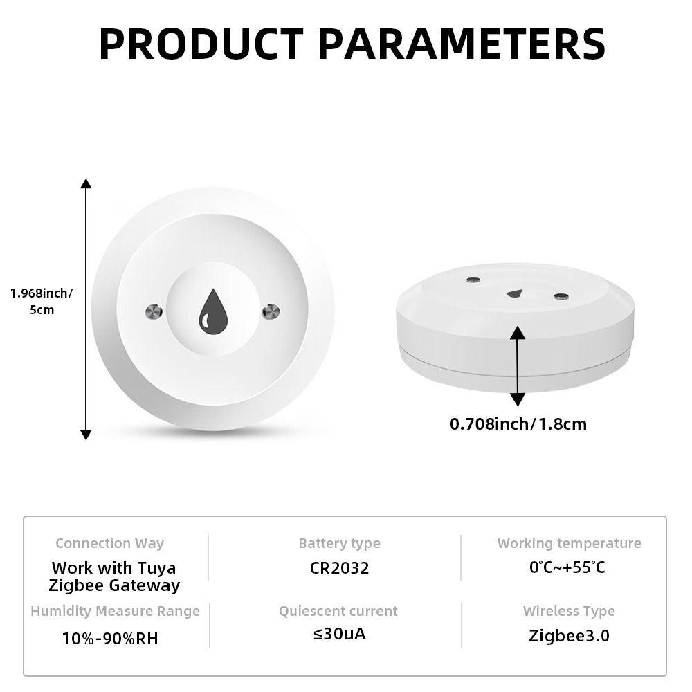 Подключение ZigBee Датчик протечки воды Мониторинг через приложение Низкопрофильный дизайн Детектор затопления Сигнализация в реальном времени Интеграция с умным домом