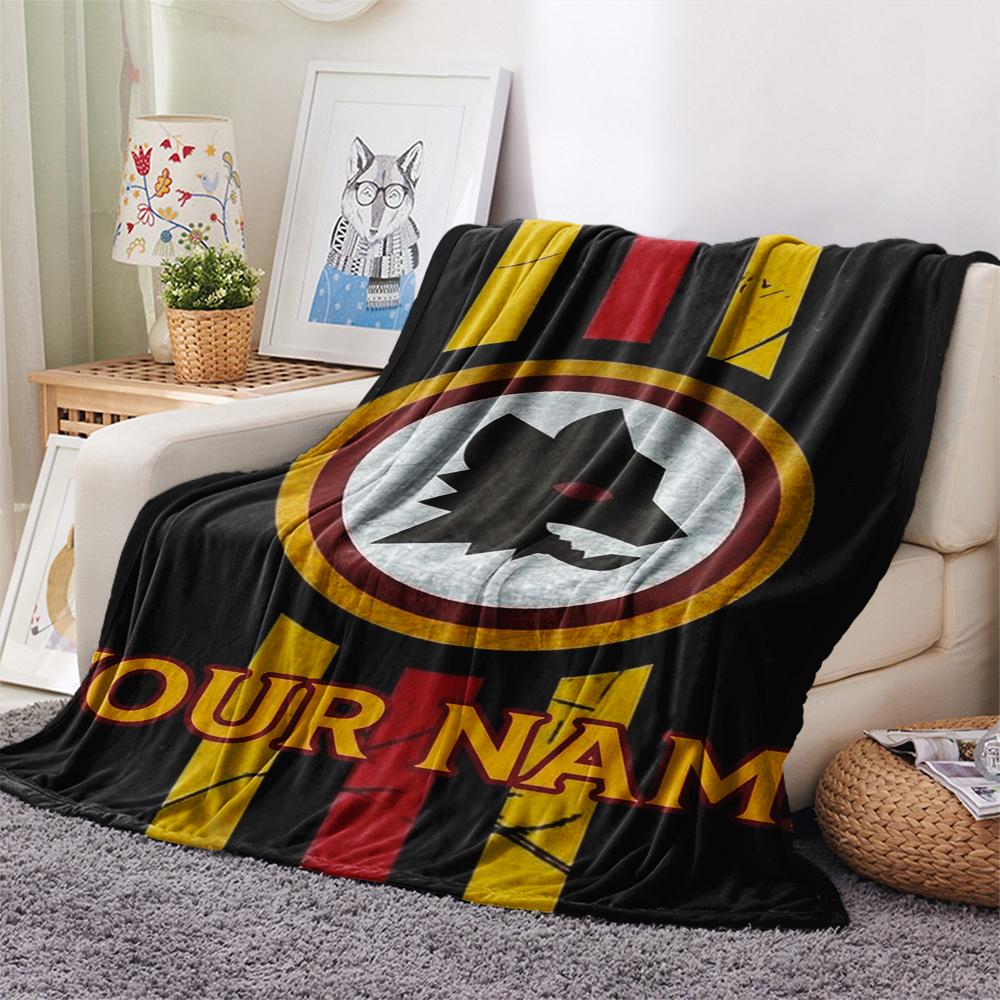 1PC Custom Name AS Roma Patterned Flannel Blanket Suitable For All Seasons for Home Decor Warmth and Comfort Gifts Holiday Present
