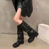 Retro Style Knee High Boots Women Fashion Ladies Slip On Knight Long Boots Autumn Winter Women'S Footwear