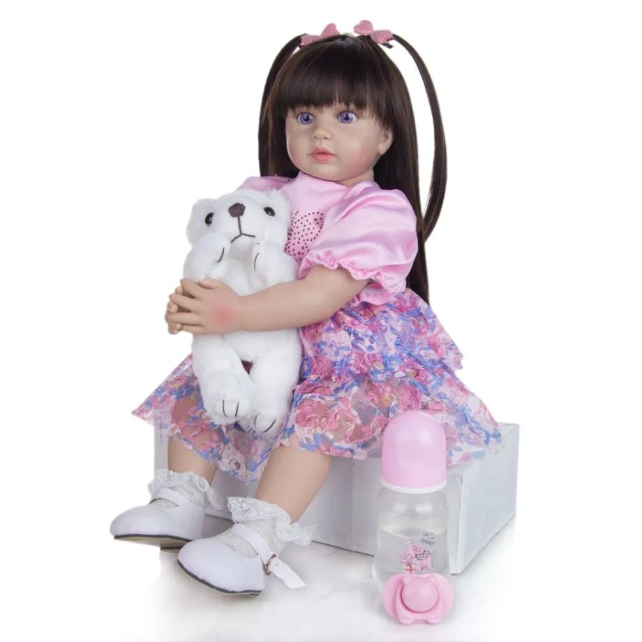 19-дюймовые реалистичные куклы-новорожденные, хлопковое тело, силиконовые конечности, кукла принцессы для девочек, детская игрушка для малышей