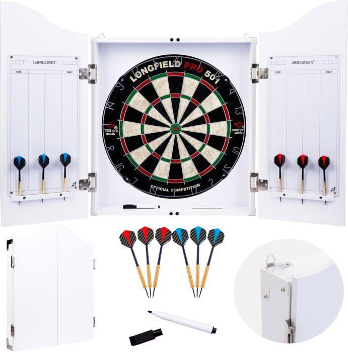 Wooden Dart Cabinet - ENGELHART - Sisal Dartboard - 2 Sets of 18 GR Darts