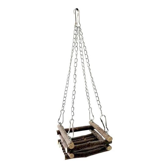 Гамак-качели для хомяка из натурального дерева, жевательная игрушка, маленький гамак-укрытие для грызунов с металлическими подвесными цепочками для морских свинок, песчанок, бурундуков