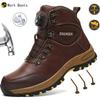 Нескользящая резиновая подошва Рабочие ботинки для мужчин Вращающаяся кнопка Защитная обувь Стальной носок Кроссовки Мужские Защитные ботинки с защитой от проколов