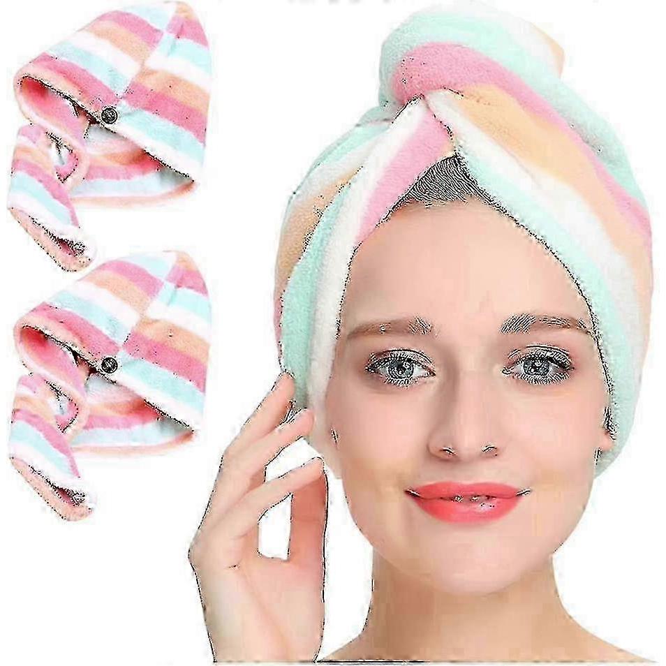 2025 2-Pack Microfiber Hair Wrap Towels for Women and Kids - Highly Absorbent Soft Hair Drying Towels Suitable for Long Thick Fine and Curly Hair