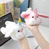 Birthday Hat Cute Prone Posture Rabbit Plush Doll Toy For Decoration Desktop
