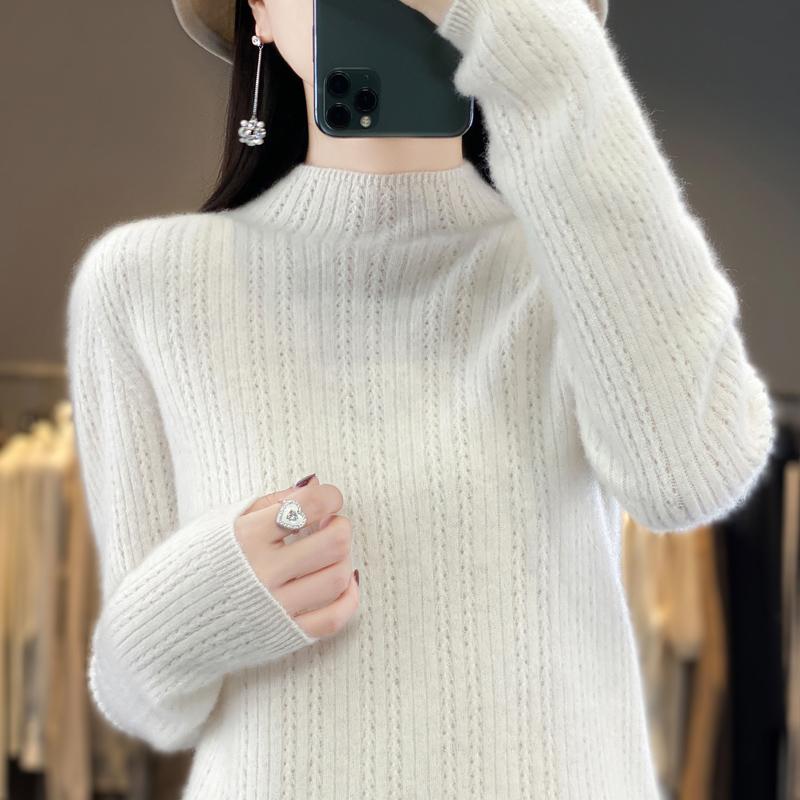 Женский свитер с полуводолазкой, кашемир Цинхэ, 30% кашемир, 70% шерсть, зимний вязаный пуловер, осенний свитер, кашемировый свитер