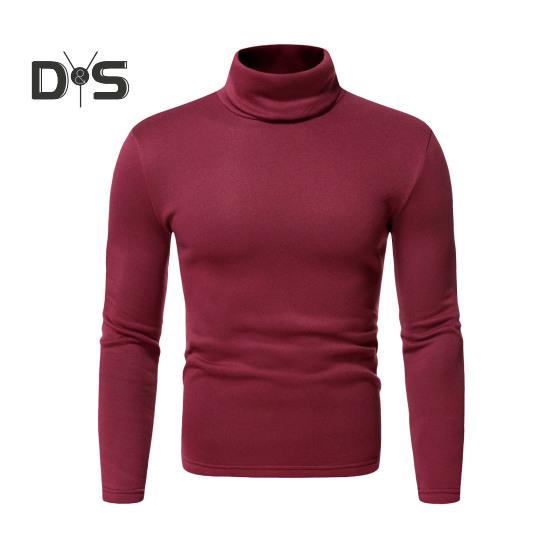 Spring Autumn Men Fitness Top Slim Fit High Collar Stretchy Long Sleeves Solid Color Pullover Fitness Sport Top Winter Bottoming Clothes