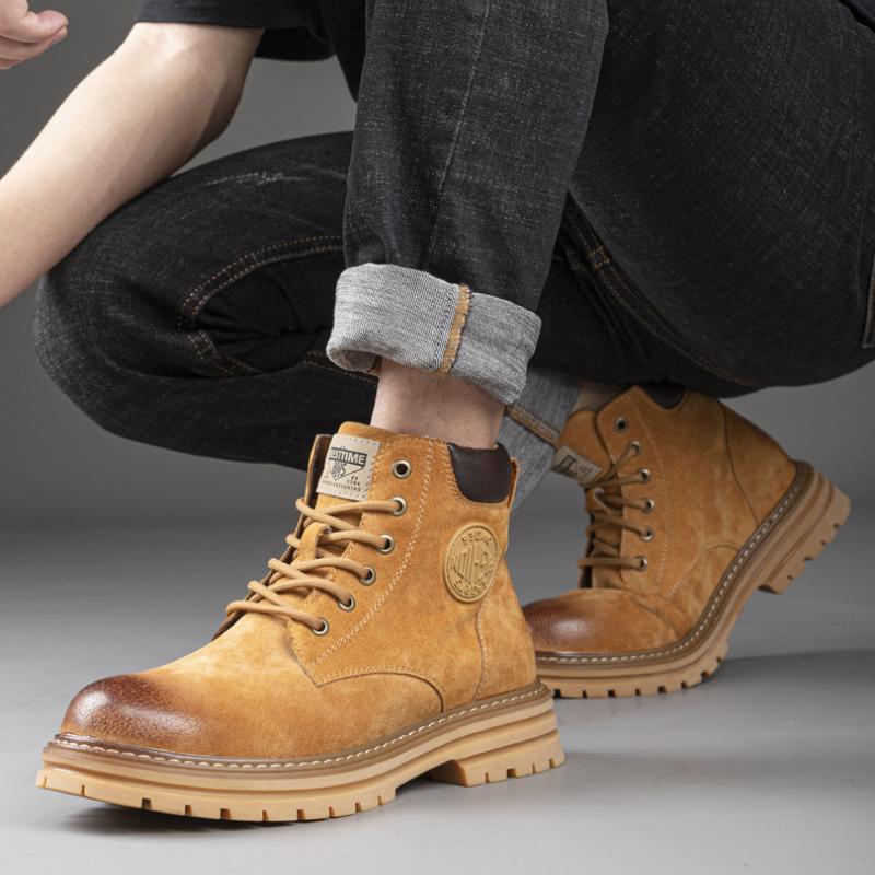 Модные мужские ботинки на платформе из британской свиной кожи, дизайнерские ботильоны до щиколотки на мягкой подошве из бархата, теплые зимние, мужская модная роскошная рабочая обувь