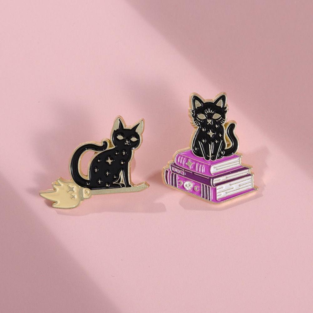 Purple Witch Cats Pin Magic Potion Kitty Badge Cartoon Magic Cat Brooch Gift