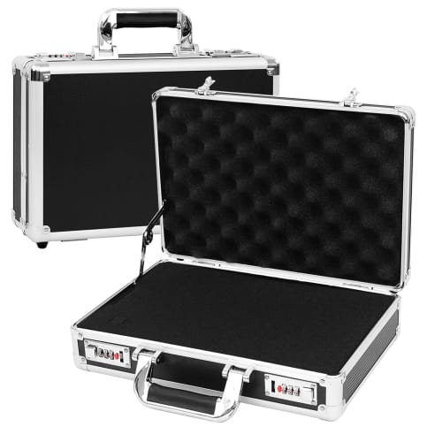 Rxakudedo Attache Case, Aluminum Case with Password Entry, Black, 36cm Long X 10cm Wide X 25cm High (Perfect for Commuting)