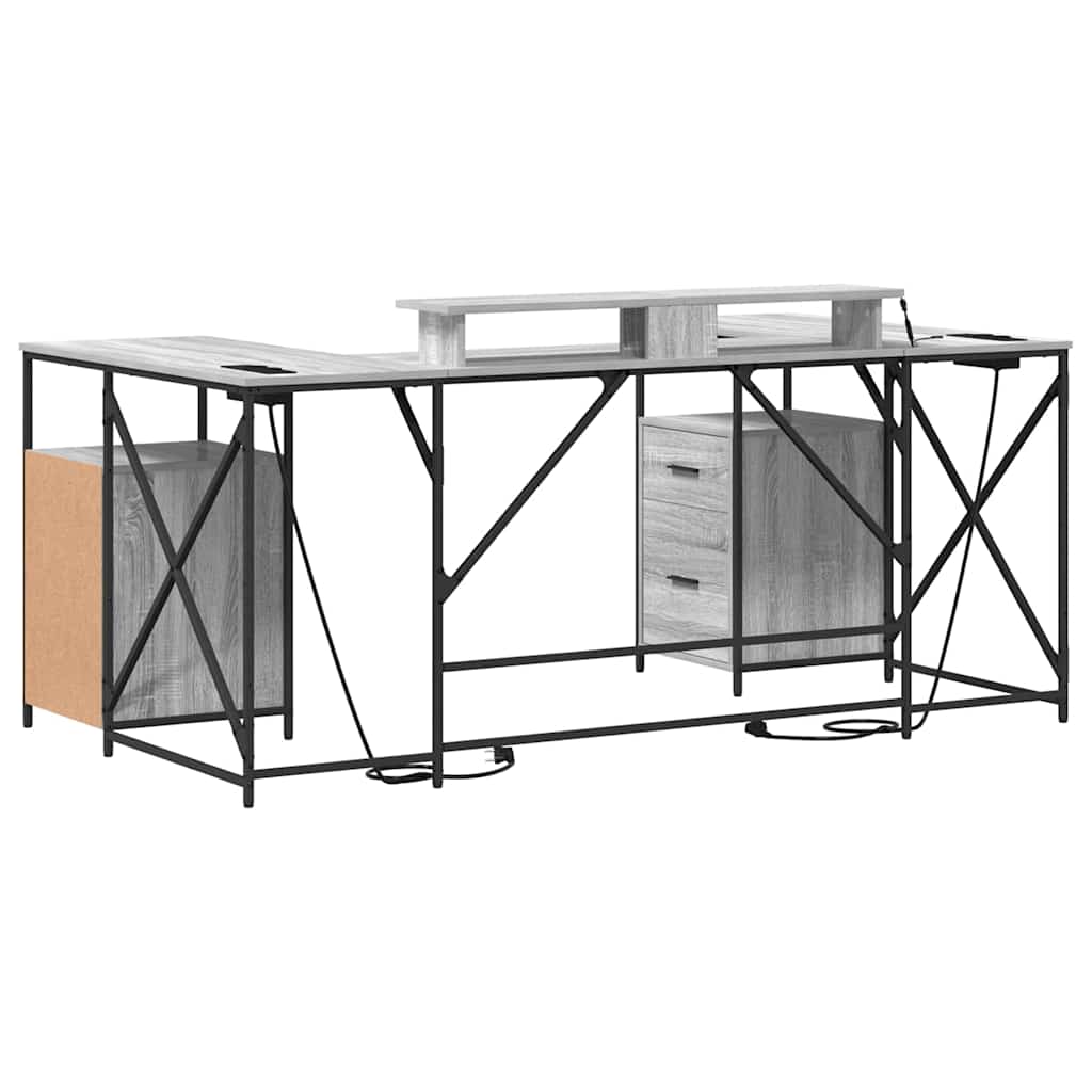 Desk Grey Sonoma 182 x 101 x 87.5 cm Particleboard