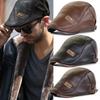 PU Leather Newsboy Hats Men Cap Plain Duckbill Visor Peaked Hat Autumn Winter Warm Flat Forward Caps Beret Gatsby Hats Berets
