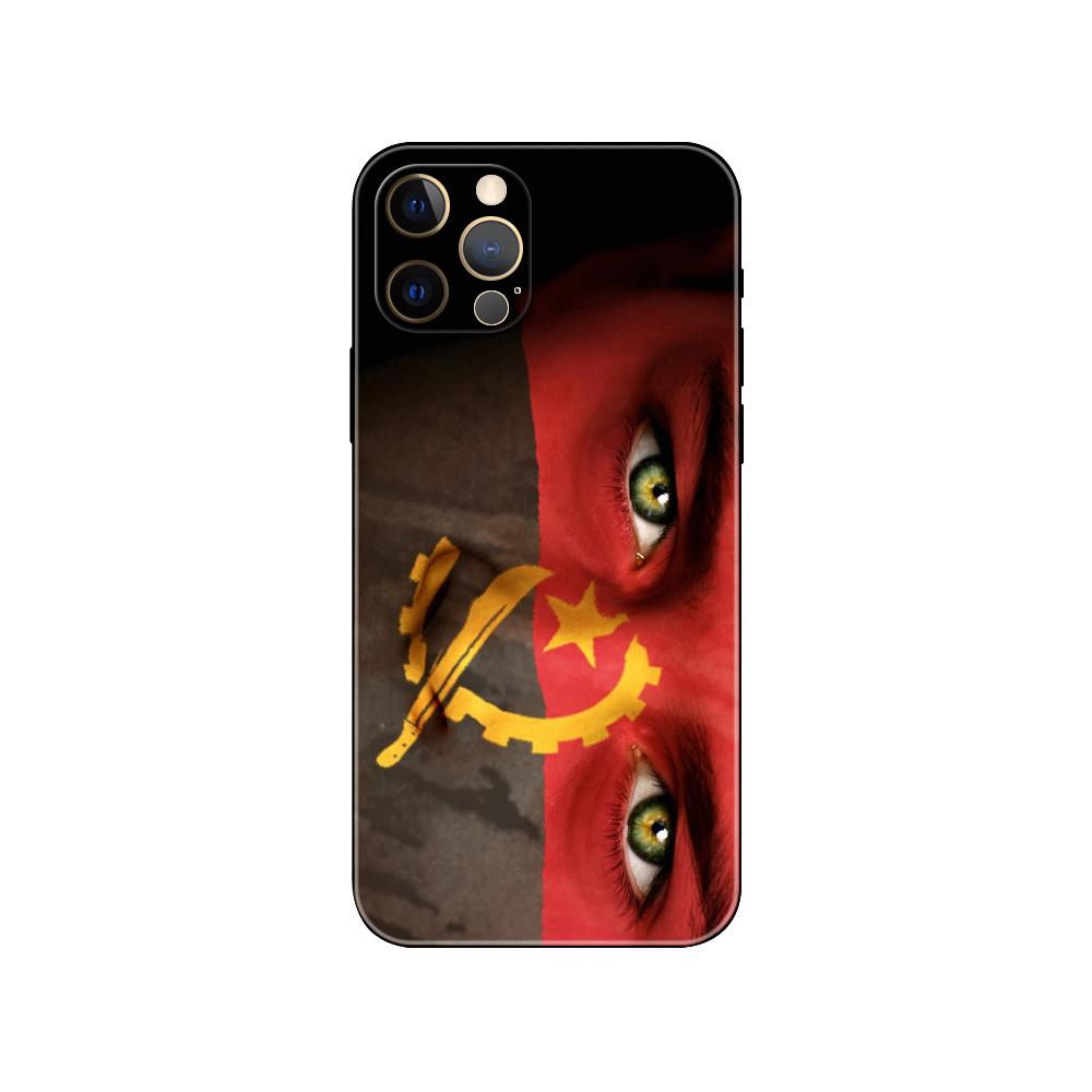 Черный чехол из ТПУ для iPhone 5 5s se 2020 6 6s 7 8 plus x 10 XR XS 11 12 13 mini pro MAX задняя крышка флаг Анголы