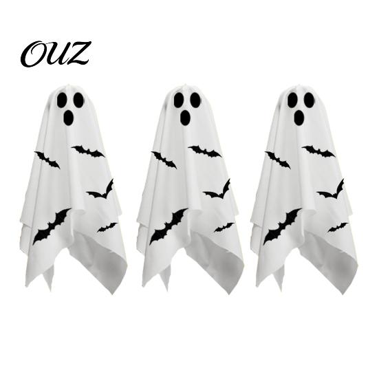 Festival Atmosphere Hanging Supplies 3Pcs Ghost Bats LED Light, Halloween Fabric Spooky Bat Silhouette Pendants for Porch Yard Indoor Decor,