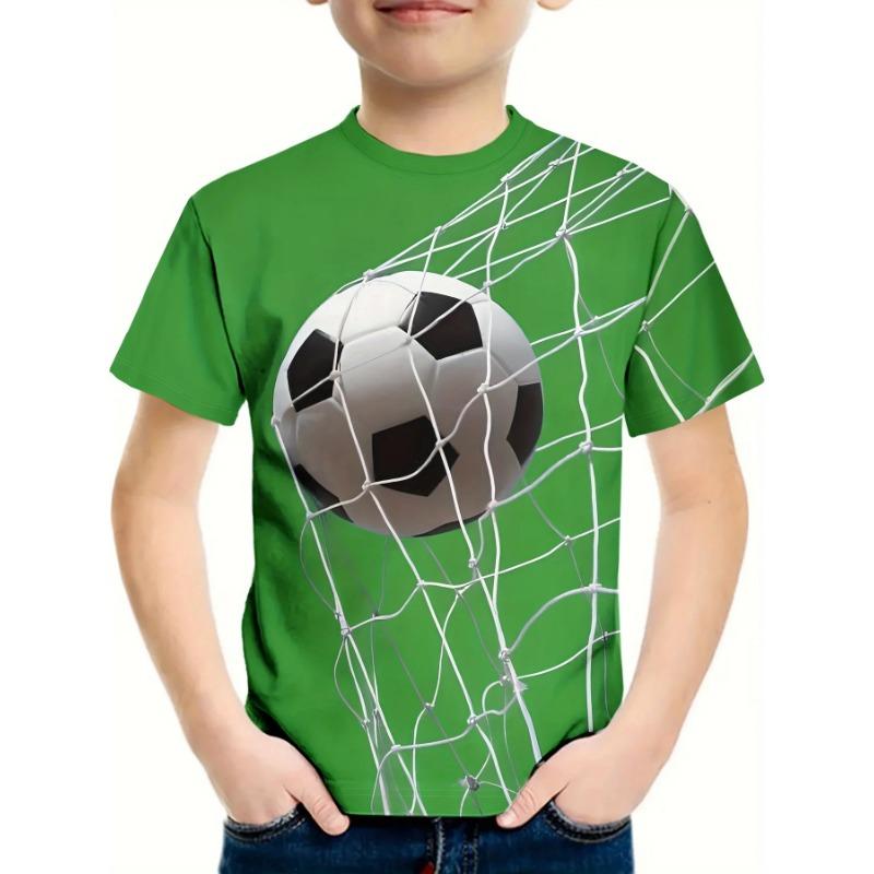 Детская футболка Одежда для мальчиков 2024 Детская футбольная одежда с цветными всплесками Футболка Топы Футболки Топы с коротким рукавом Корейский мальчик
