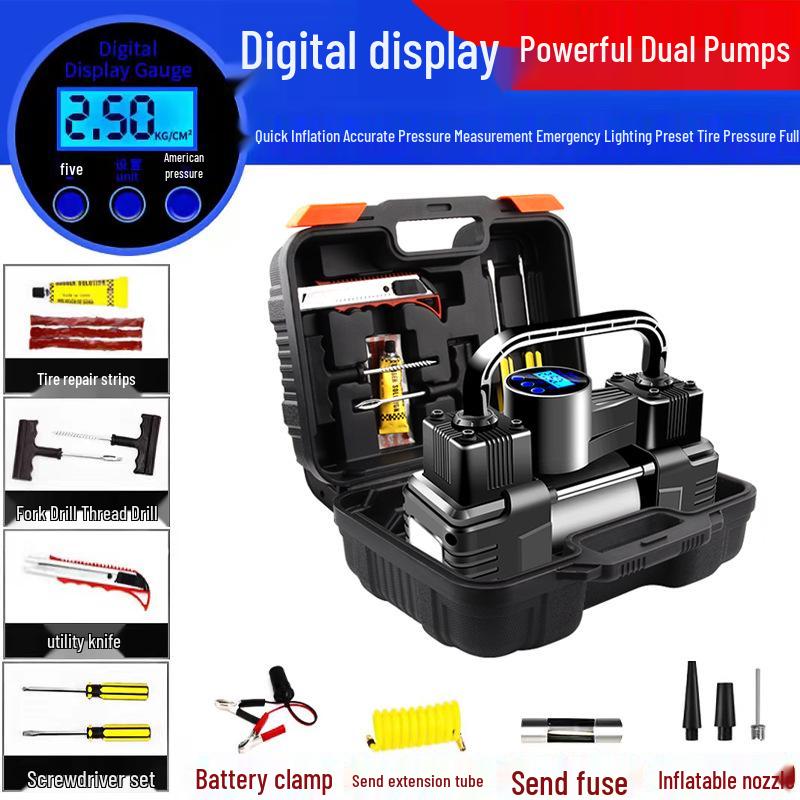 Портативный 12В Электрический Двухцилиндровый Насос для Накачивания Шин