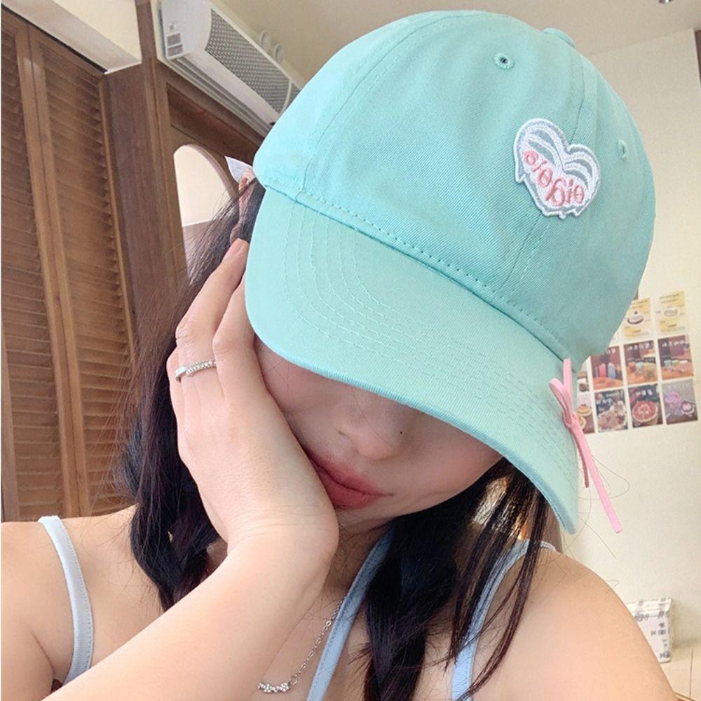 Embroidery Love Heart Baseball Cap Cotton Peaked Cap Sweet Sun Hat Sports