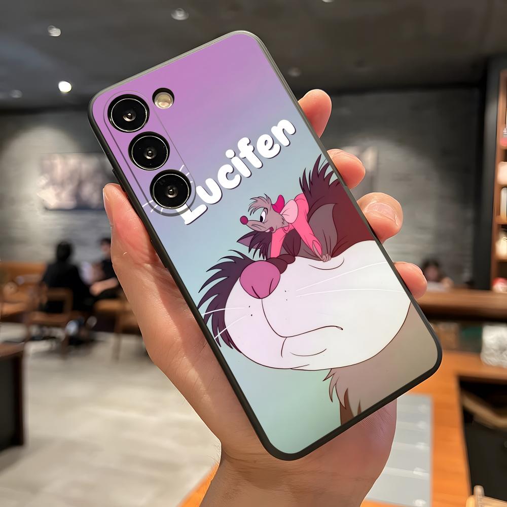 Чехол для телефона Золушка Кот Люцифер для Samsung A56 A36 A26 A16 A15 A25 A35 A55 A14 A34 A24 A54 Черный Мягкий