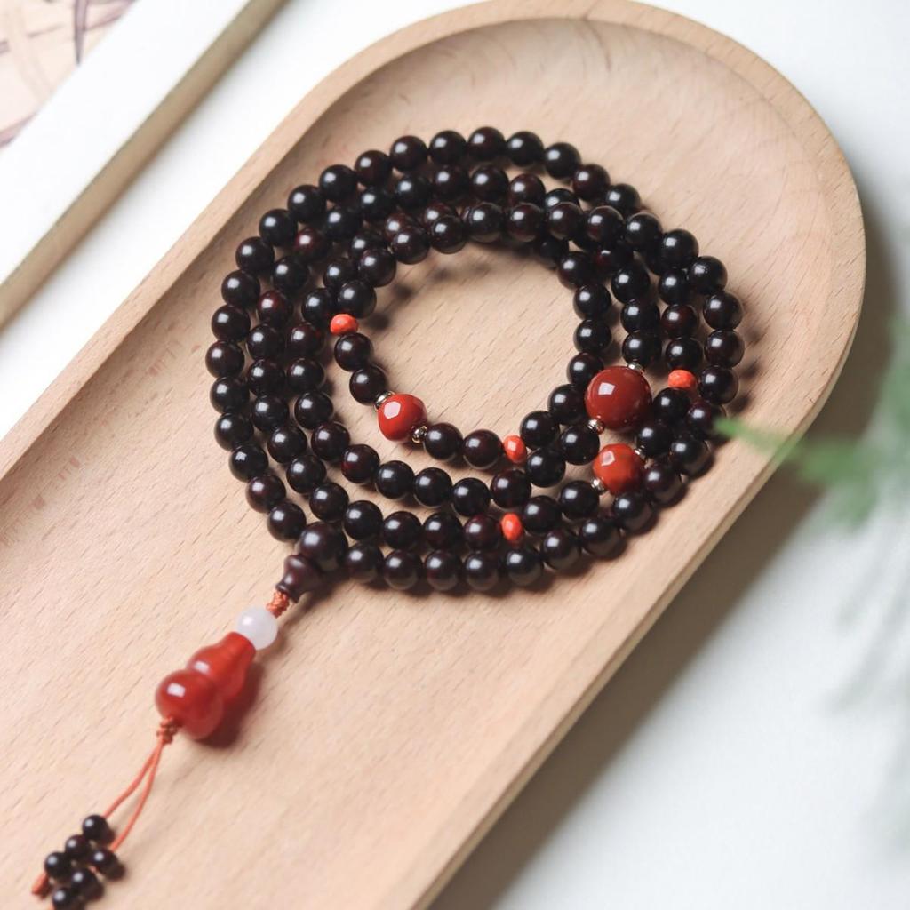 Small-Leaf Rosewood Buddhist Beads Bracelet - 0.8 Multiloop for Men & Women