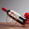 Retro Metal Red Wine Rack Bronze Iron Wheels Design Wine Holder Home Bar Decor Shelf Display Beer Whisky Wine Bottles Holder