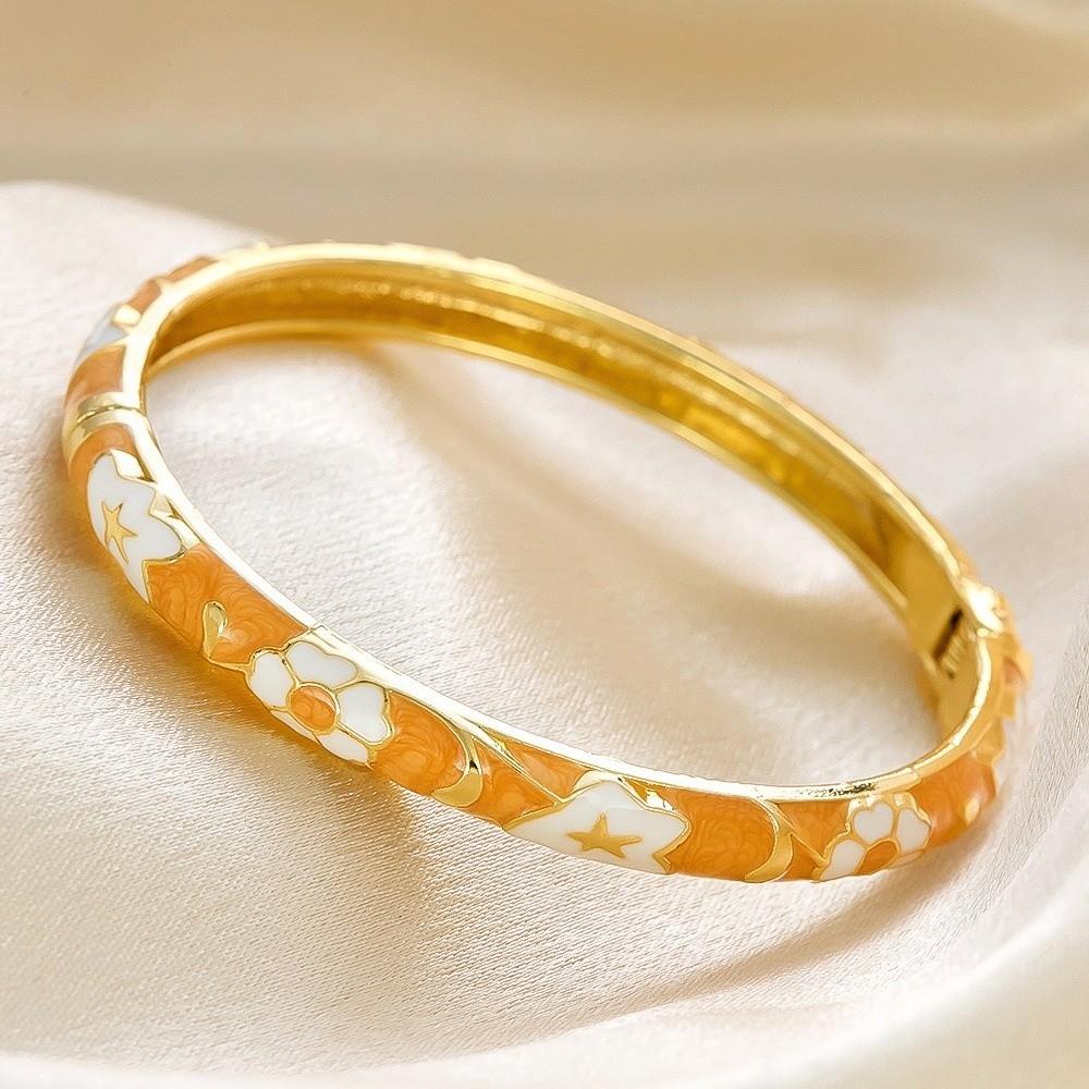 Floral Colorful Flower Bangle Traditional Women's Hand Bracelet  Jewelry Gifts