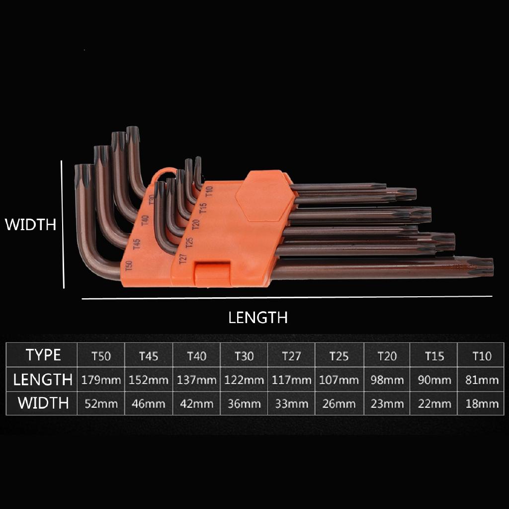 9 шт. Набор шестигранных ключей Allen Extra-long Arm AllenTorque Sae Metric Torx Широко