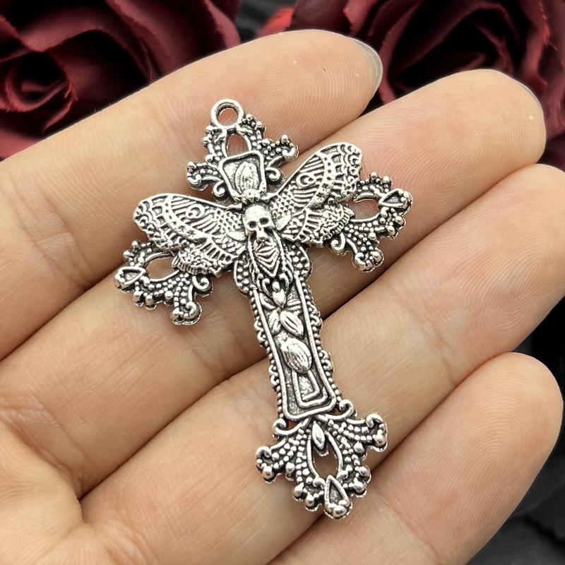 4Pcs 54*41mm Zinc Alloy Large Cross Moth Charms Pendant Designer Charms Fit Jewelry Making DIY Jewelry Findings