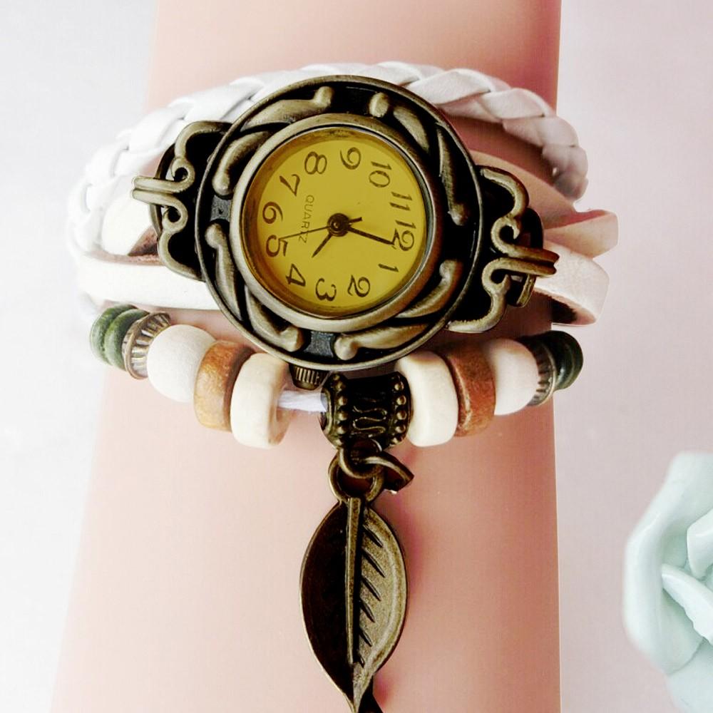 Hot Sale Vintage Leather Watch New Arrival Wrap Around Bracelet Watch Bronze Detail Precise Stylish Retro Compact Wristwatch
