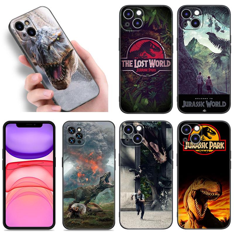 World Jurassic Park Phone Case For Apple iPhone 12 13 Mini 11 14 15 Pro Max 7 8 Plus X XR XS SE 2020 2022 Black Silicone Case