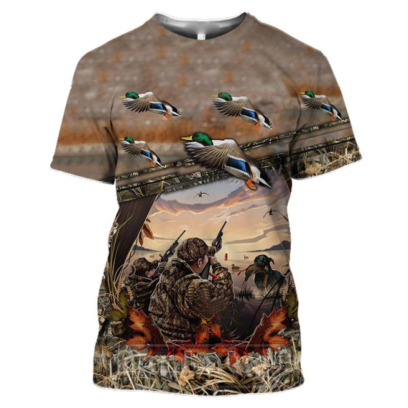 New Fashion Men Hoodies 3D Print T Shirt New Fashion Animal Hunting Duck Art T Shirt Tees Shorts Sleeve Apparel Unisex