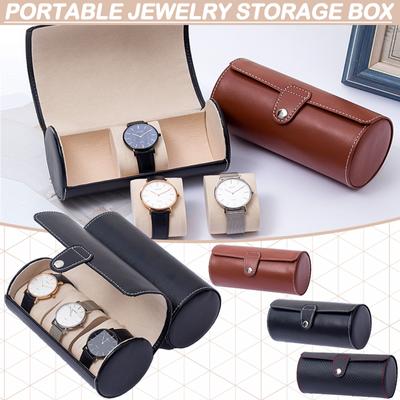 Коробка для часов с 3 слотами, дорожный футляр из искусственной кожи, органайзер для хранения ювелирных изделий