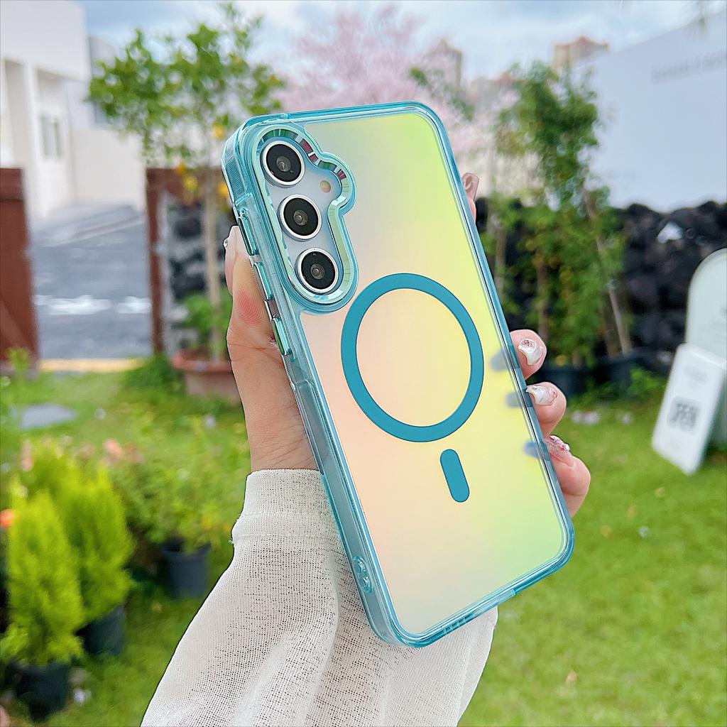 Модный лазерный градиентный противоударный магнитный чехол для Samsung S25 S24 S23 Ultra Plus S25 Edge A56 A36 A26 A16 Обложка Magsafe Coque