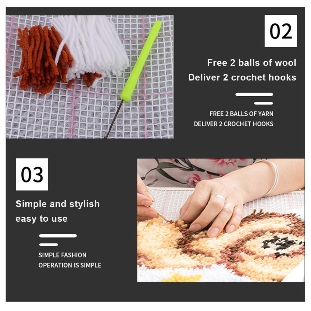Набор для вязания ковра, набор для вязания крючком, набор для самостоятельного изготовления подушек для вязания крючком для взрослых и детей размером 50 см x 38 см