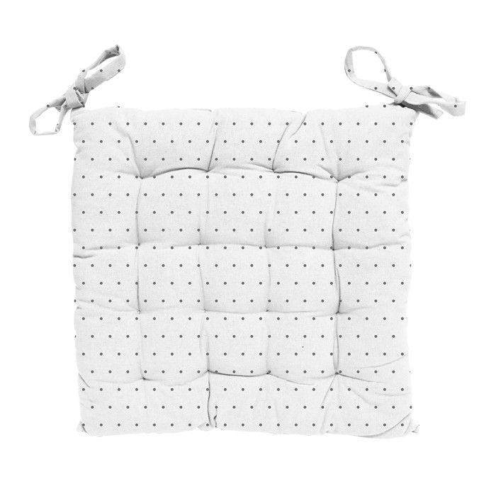 Dessus de chaise capitonné en coton 40X40X5 cm EMILIE blanc, par Soleil d'ocre