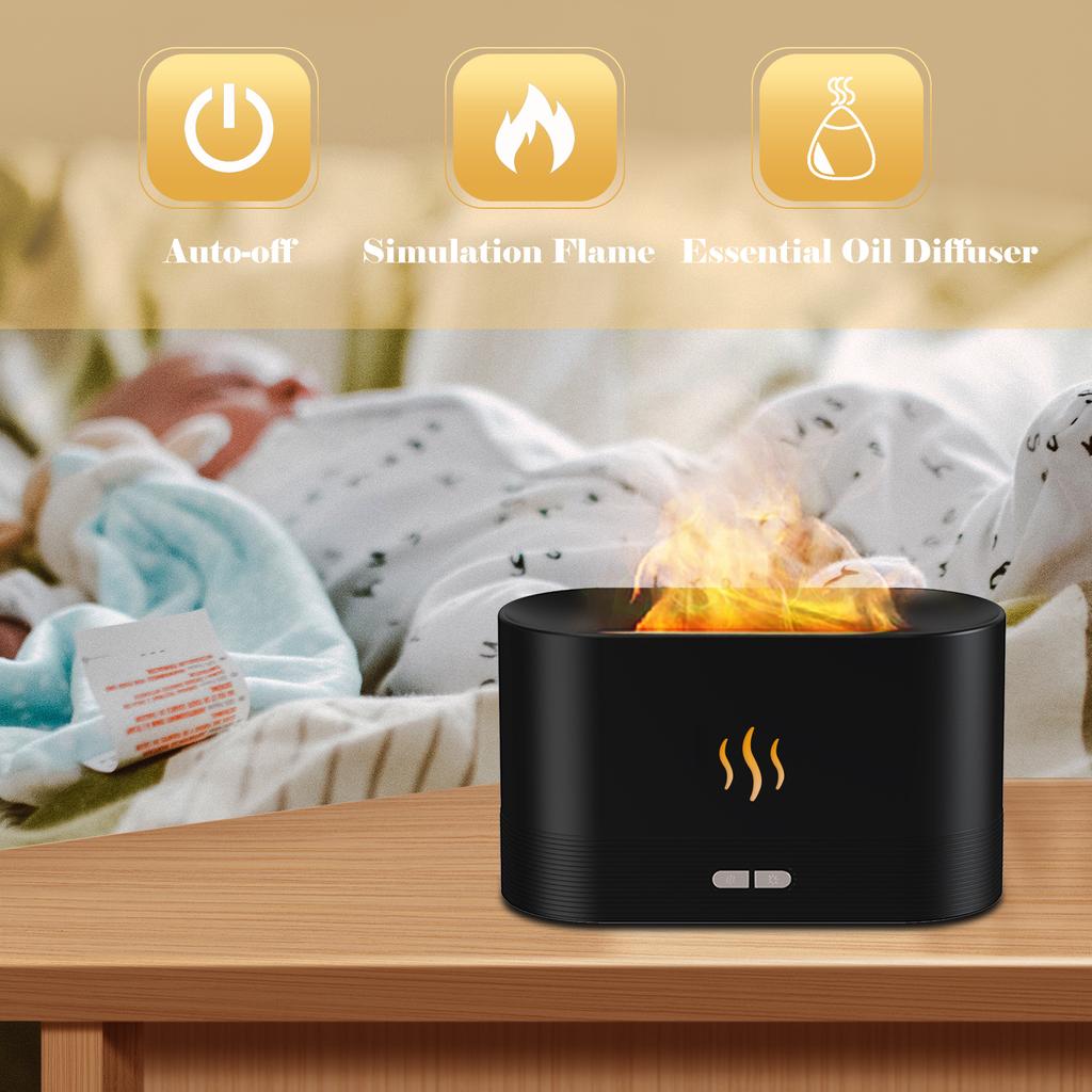 Simulation Flame Mist Humidifier With 7 Color Night Light Aromatherapy Essential Oil Diffuser Quiet
