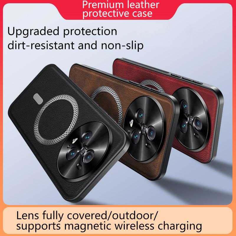 For Honor Magic 5 and Magic 5 Pro Case Magnetic Elegant Leather Wear-Resistant Lens Fully Covered Non-Slip Grip Edge Cover Shell