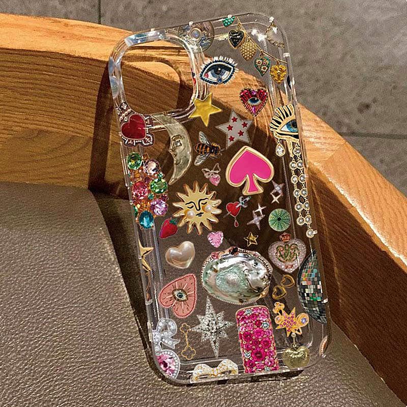 Beaded Pomegranate Sun Phone Case For 16 17 15 14 13 12 Mini 11 Pro Max 16E X XR 7 8 15 16 Plus SE2 Clear Soft TPU Cover