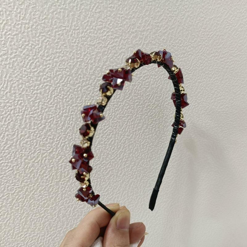 Luxury Crystal Headband Retro Rhinestone Hairband Elegant Zircon Thin Hair Hoop Hair Band Temperament Women Girl Hair Accessory