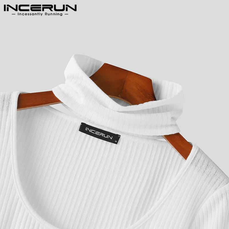 INCERUN Мужские трикотажные топы с нагрудником и длинными рукавами, повседневные пуловеры