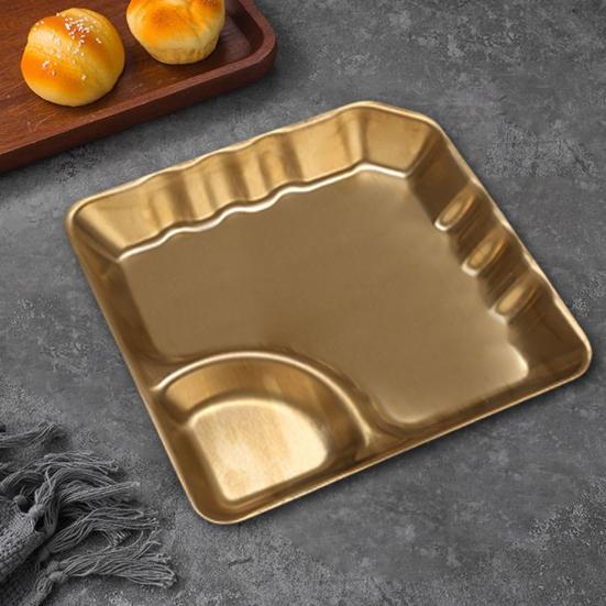 Поднос для закусок из нержавеющей стали с миской для макания, полированный дизайн, поднос для сэндвичей, суши, чипсов, пельменей, салатов