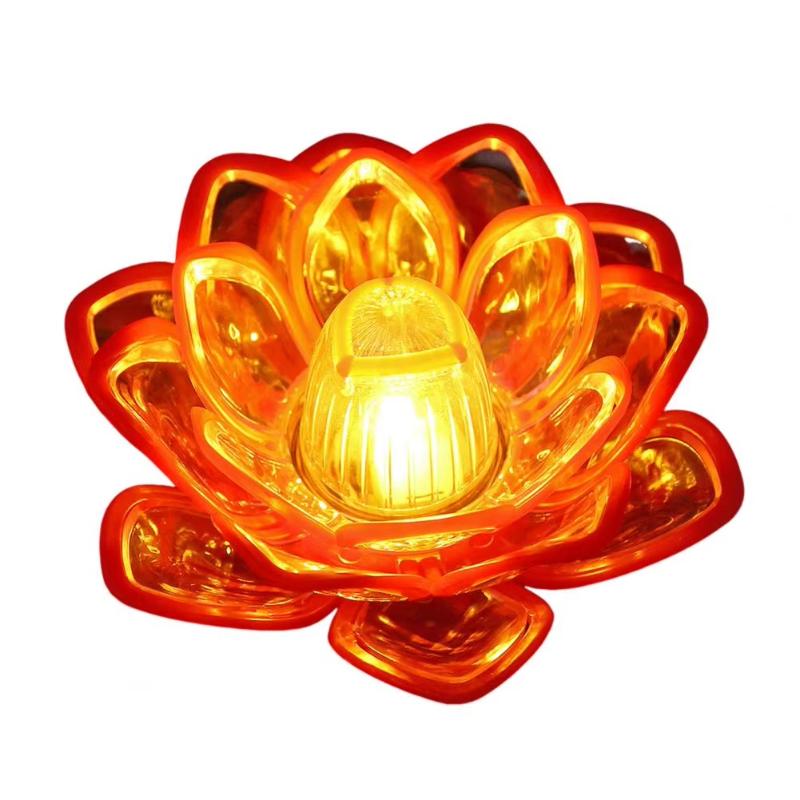 Electronic Flameless LED Lotus Candle Lamp Energy Saving Warm White Light for Home Living Room Table Decor Gift