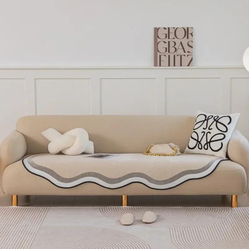 1PC Irregular Shaped Soft Sofa Towel Solid Color Luxury Sofa Covers for Living Room All Season Universal Anti-slip Couch Covers