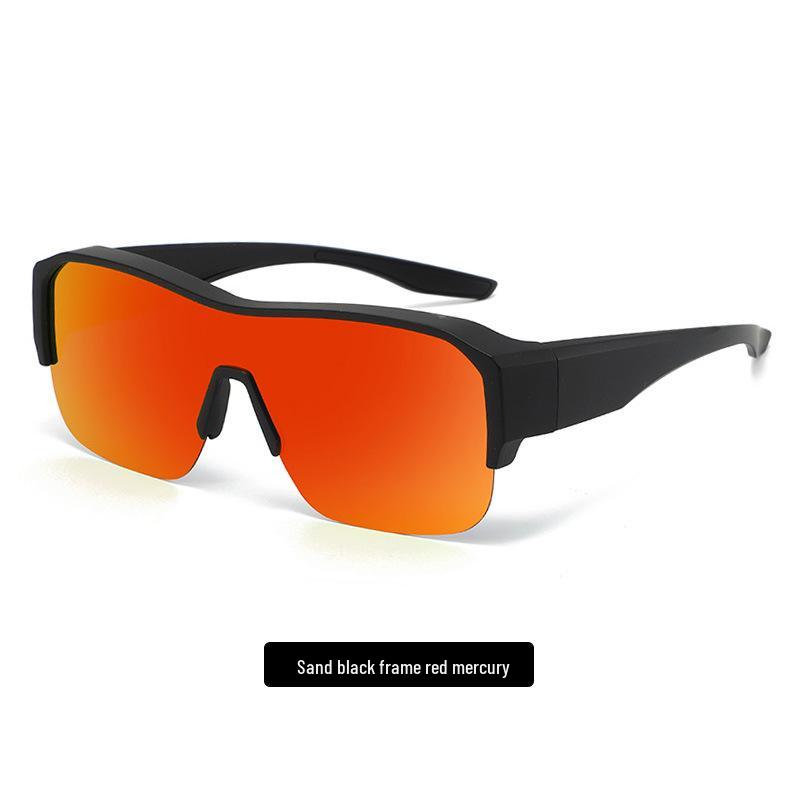 Женские ультралегкие поляризационные велоочки с полуободком - Для ношения поверх очков по рецепту, Накладные, Защита от УФ