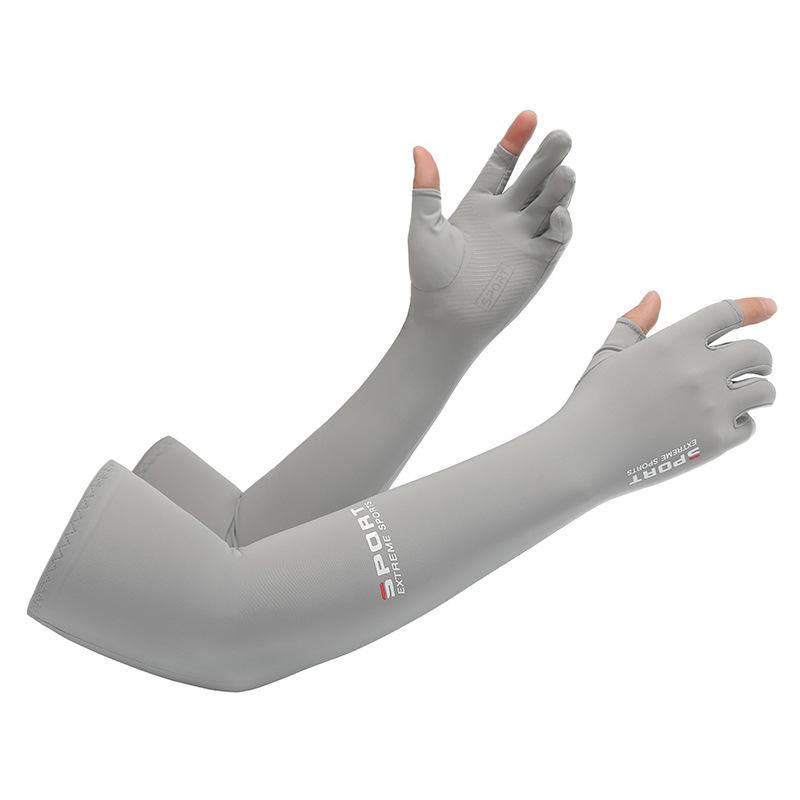Unisex Two-Finger Ice Silk Sun Protection Sleeves with Anti-Slip Grip for Summer Cycling and Driving