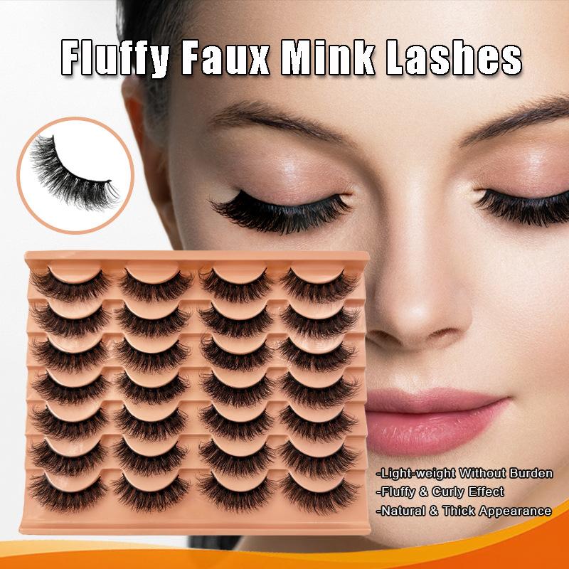 Hot Sale 14 Packs Fluffy Messy Strips False Eyelashes Curled Thick Eyelashes