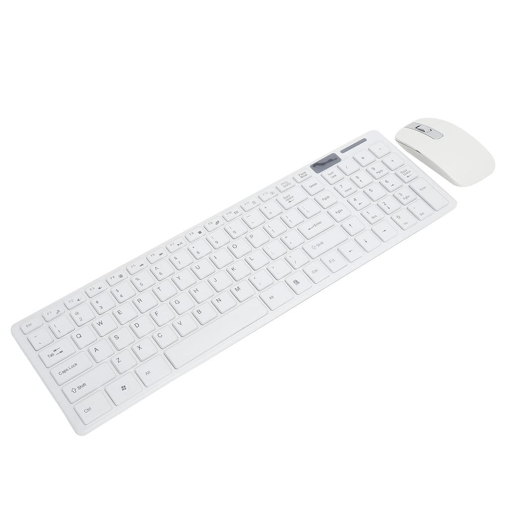 Wireless Keyboard and Mouse Set with FN+Multimedia Buttons, 10m Remote Connection, White