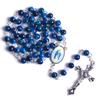 Catholic Rosary Small Size Round Blue Glass Beads Virgin Mary Jesus Necklace