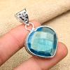 Blue Topaz Gemstone Handmade 925 Solid Sterling Silver Pendant For Thanksgiving Day